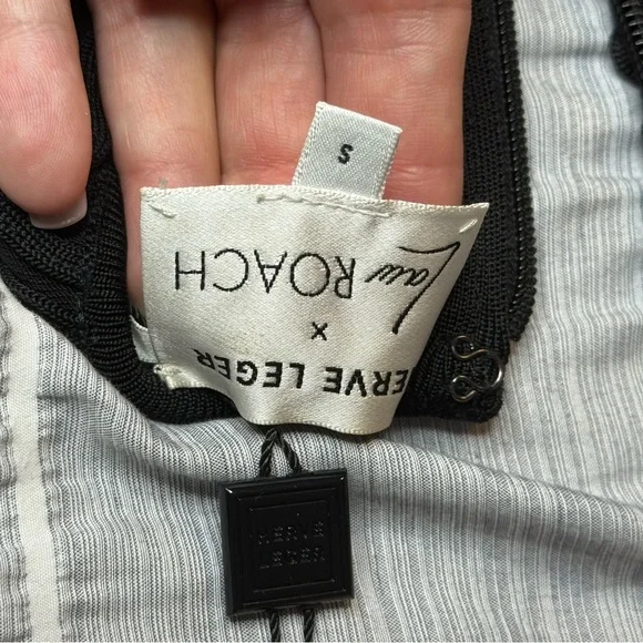 HERVÉ LÉGER HERVÉ LÉGER X LAW ROACH RIBBON EMBROIDERED CATSUIT BLACK - size S - Picture 6 of 9